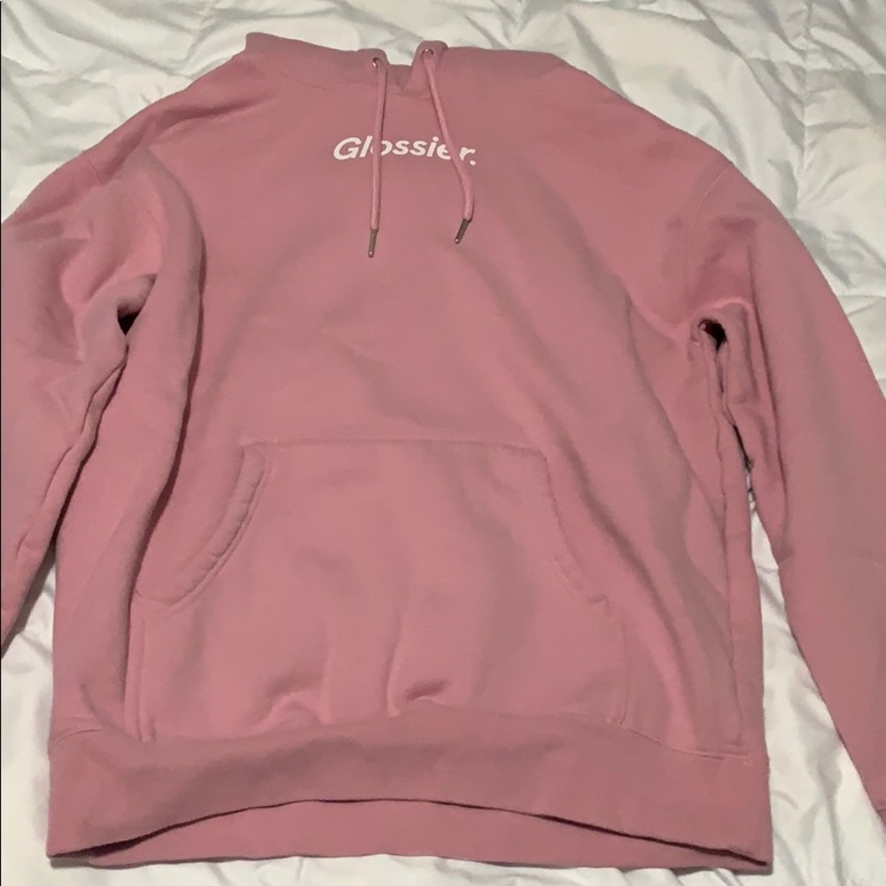 EUC pink glossier hoodie medium